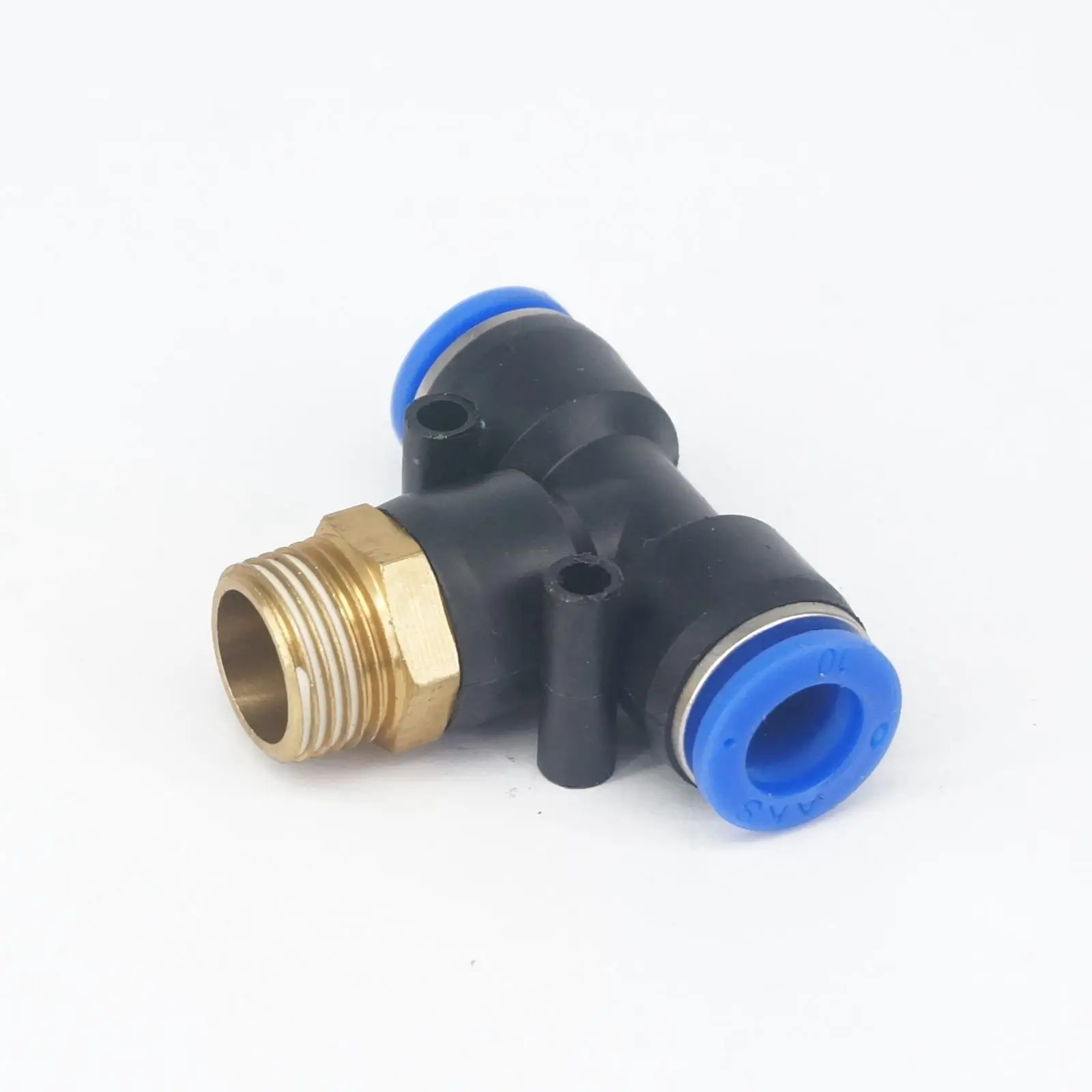 

3/8" BSP Male- Fit 10mm OD PU Tube Pneumatic Tee 3 Way Push In Connector Quick Release Air Fitting 0.8 Mpa