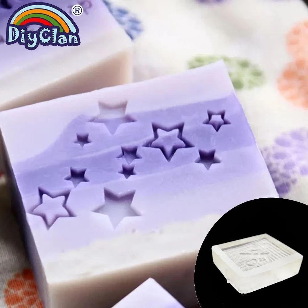 Molde de sello de jabón Natural de estrellas, herramientas de fabricación de jabón de vidrio orgánico Natural, transparente, hecho a mano, capítulo