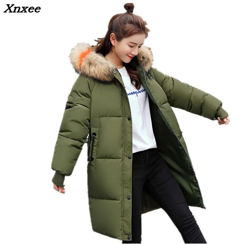 

Warm Hooded Fur Collar Cotton Long Parka Women Winter Coat Jacket 2018 Clothing for Mujer Feminine De Inverno Casaco