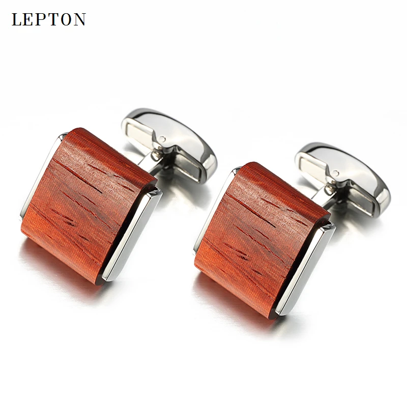 High Quality Square Rosewood Cufflinks For Men Shirt Cuffs Cuff links Lepton Brand Low-key Luxury Wood Cufflinks For Men Jewelry