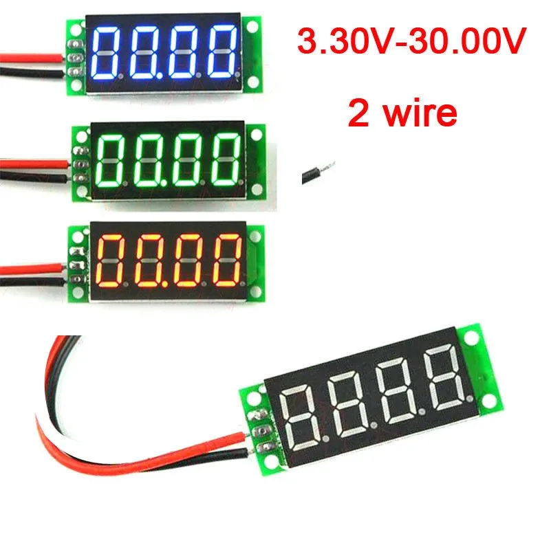 2wire DC 3.30V-30.00V Voltmeter Digital Voltage monitor 5v 12V 24V car battery