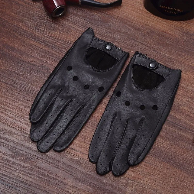 Guantes de cuero genuino negro marrón invierno otoño moda hombres mujeres transpirable conducción guantes deportivos mitones para hombre Mujer