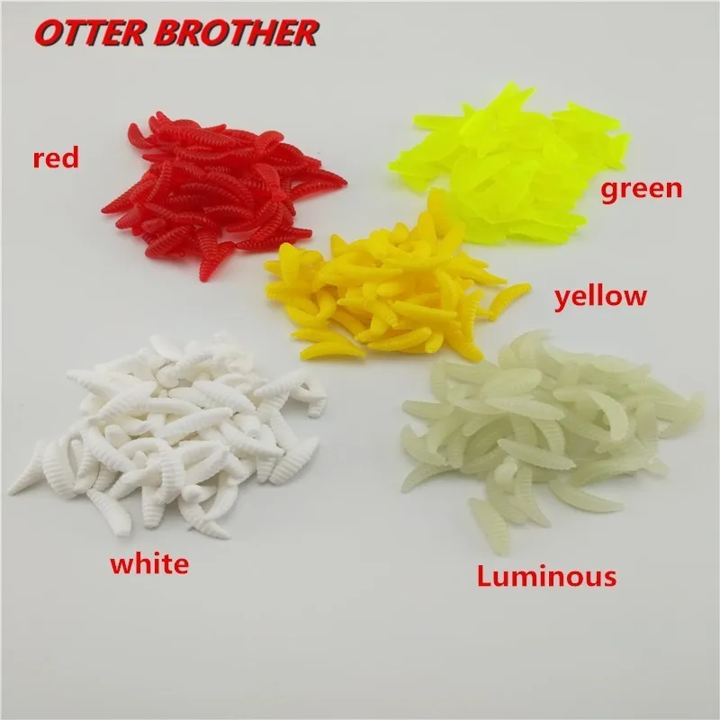 Hot Silicone Bait Maggot Grub Soft Fishing Lure Artificial Bread Smell Worms 2cm 0.3g 20pcs/lot Gear For Winter Glow Accessories