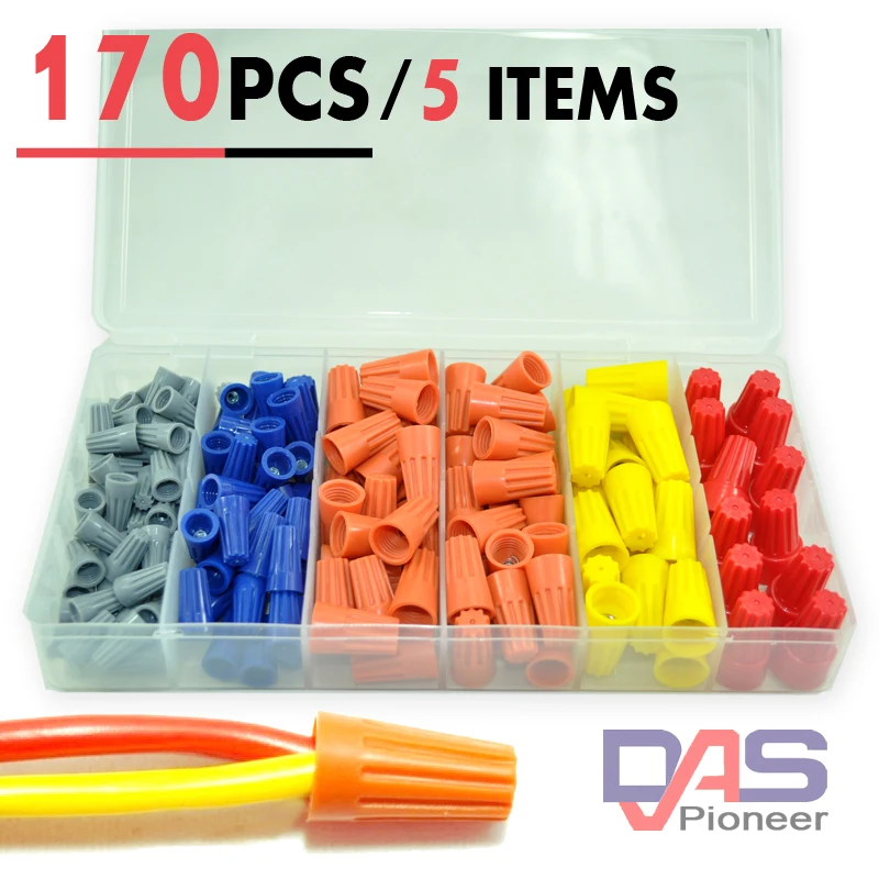 

180pc Wire Twist Connectors Assortment Kit Set 22-14 AWG Screw on wire connector Caps Nuts Cable Connector