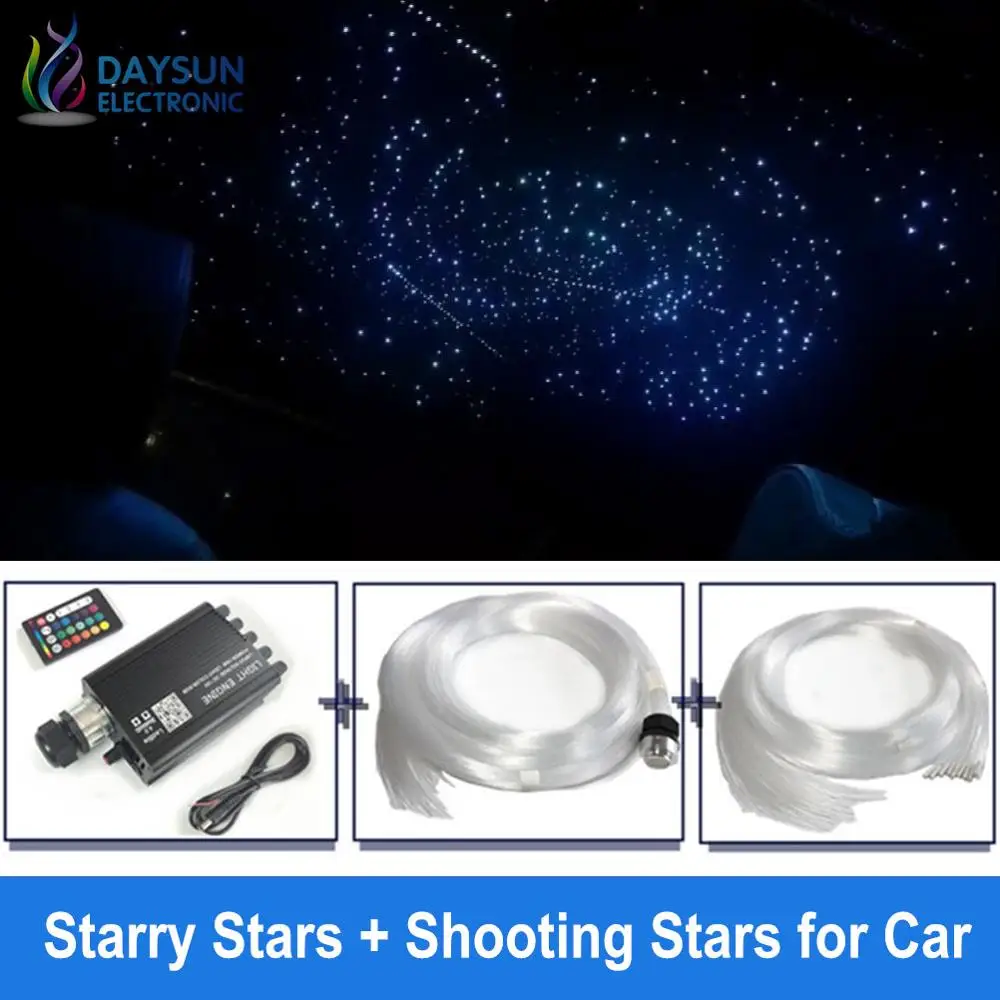 Led Fiber Light DIY Starry Star Shooting Star Ceiling Lamp Optic Fiber Light with Fibers RGBW RF Remote/Mobile APP/Voice Control