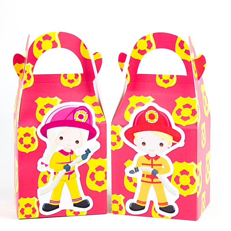 Fire Fighter  Favor Box Candy Box Gift Box Cupcake Box Boy Kids Birthday Party Supplies Decoration Event Party Supplies