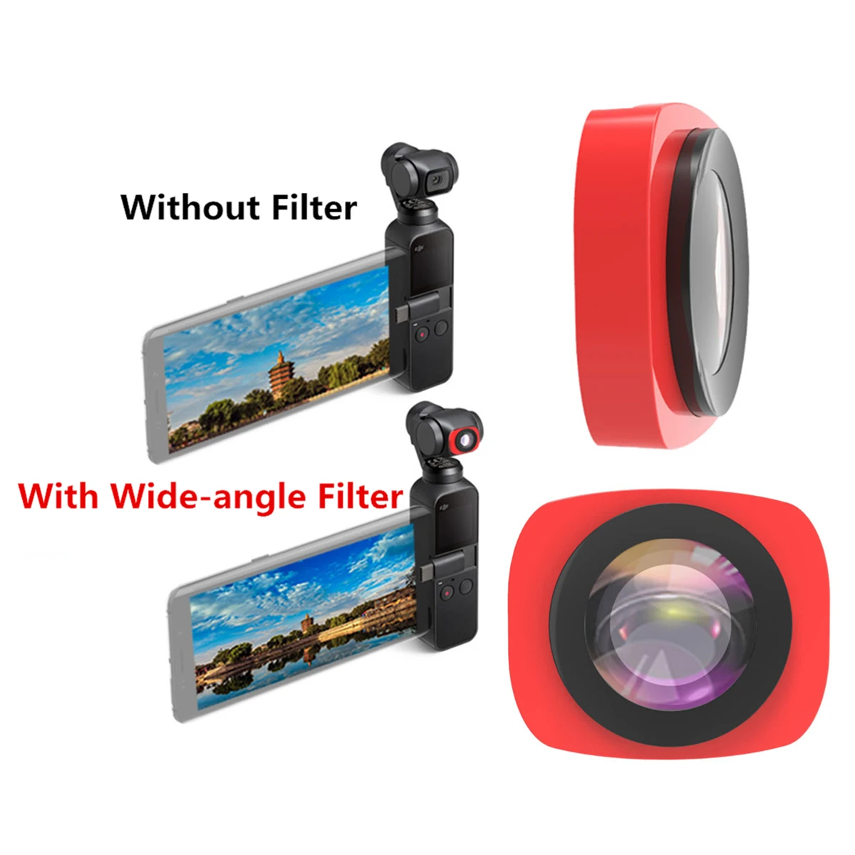 Glass Wide Angle MRC Lens Filter for DJI Osmo Pocket Gimbal 2 Camera only used to Photography