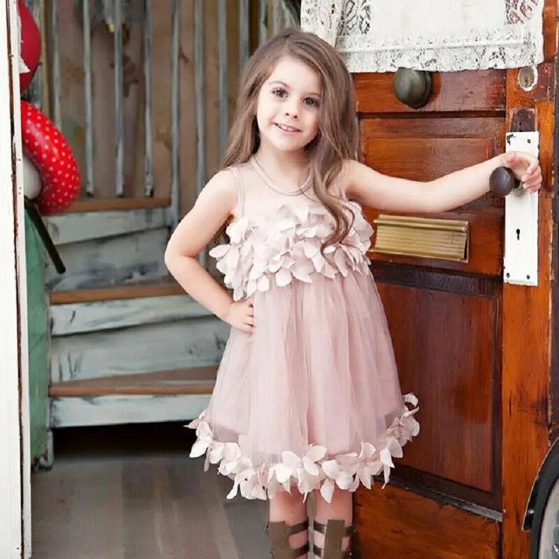 0-7T Summer Toddler Kids Baby Girl Flower Dress Elegant Boho Beach Party Pageant Petal Princess Dress Playa Outfits Clothes