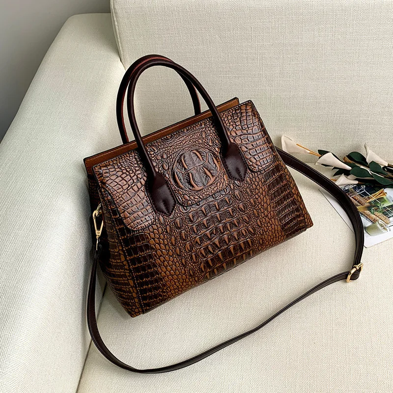 Vintage Fashion Crocodile Genuine Leather Luxury Ladies Handbags Women Bags Designer Woman Shoulder Bag Female Bolsas Feminina