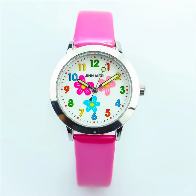 

Nazeyt fashion children luminous hands quartz watch little boys and girls student cute flower dial leather clock Reloj de cuarzo