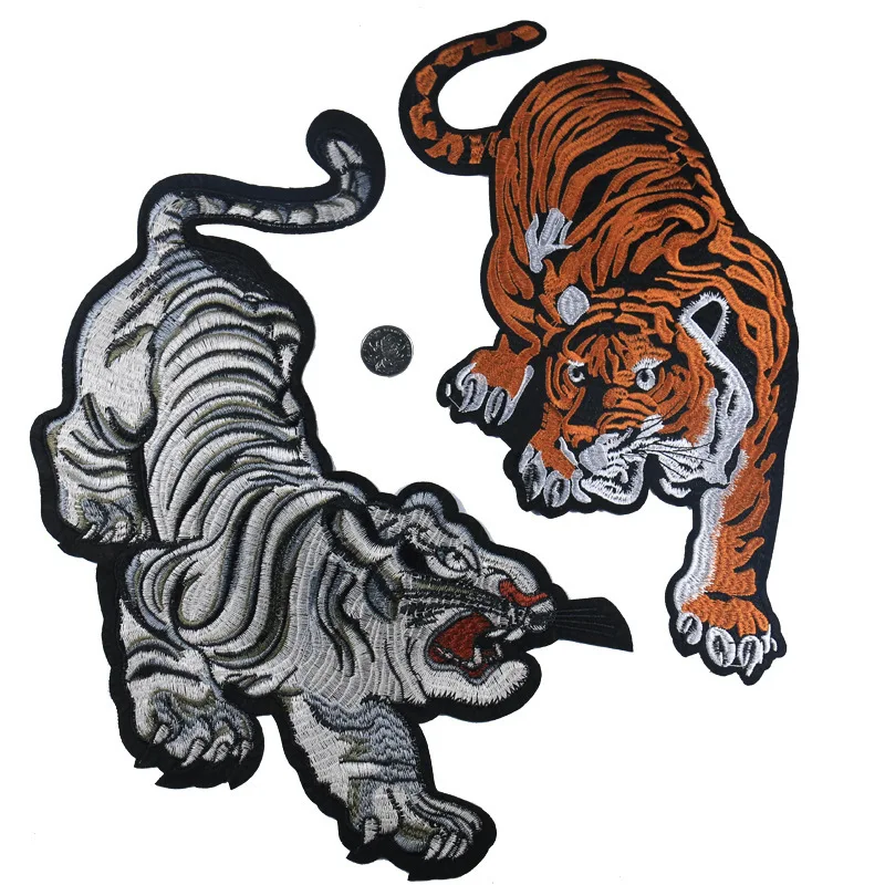 Tuba Animal Southern China tiger Embroidery Appliques Iron On Patches for children Clothing Stickers Cute Animal Badges Parches