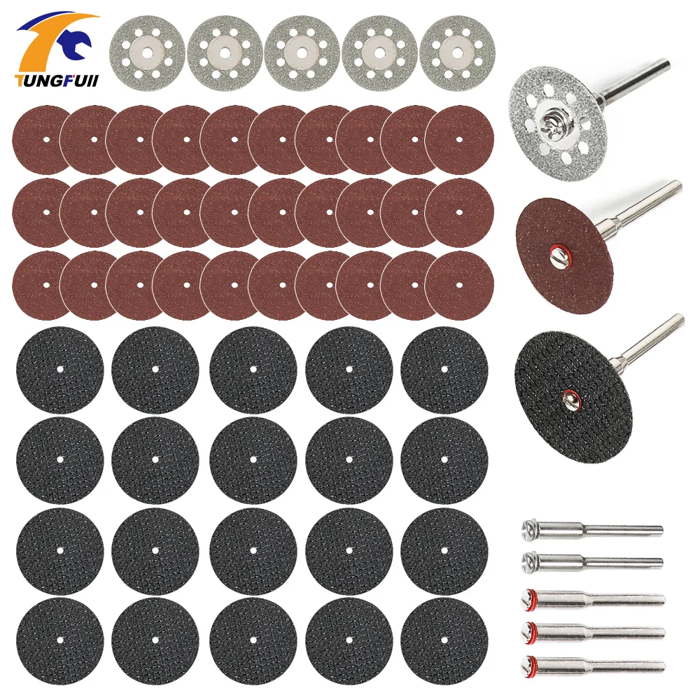 60Pc Diamantdoorslijpschijven Schuren Slijpschijf Cirkelzaagblad Houtbewerking Metal Dremel Mini Boor Rotary Tool Accessoires