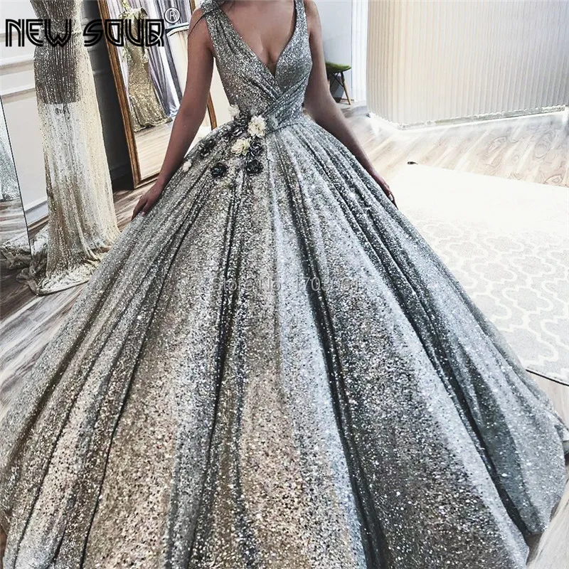 Shiny Arabisch Avondjurken Dubai Turkse Glitter Formele Prom Jassen Robe De Soiree 2019 Islamitische Afrikaanse V-hals Pageant Jurk