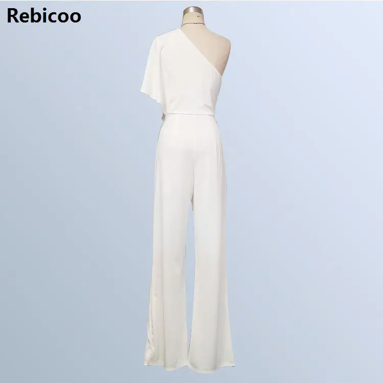 Mono Blanco de un hombro para mujer, peto elegante de pierna ancha, pantalones informales, novedad