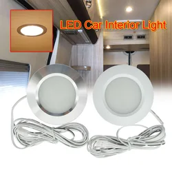 LED Dome Light para interior do carro, lâmpada de leitura, liga, 12LED, lâmpada do teto para caravana, ônibus, barco, fio de 2 m, 3W