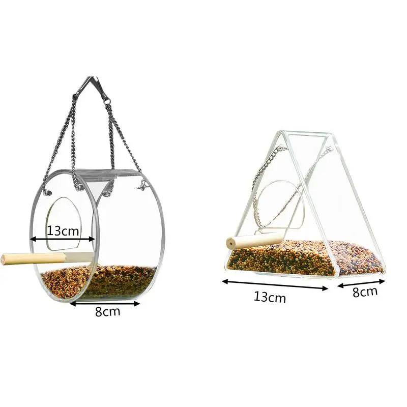 Acrylic Bird Feeder Transparent Acrylic Adsorption Type Bird Nest House Food Box Anti-scatter Parrot Feeder With Stand