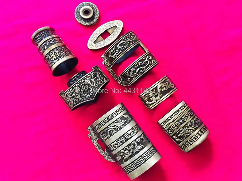 A Set Chinese WuShu Sword DIY Accessory Kirsite Carved Lucky Dragon For KungFu Han Jian Fitting Nice Metal Crafts Collection