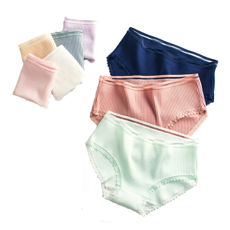 Women Soft Briefs Sexy Lingerie High Quality Women\'s Panties Underwear Cotton sexy Mid waist Solid Color Breathable Briefs 2019