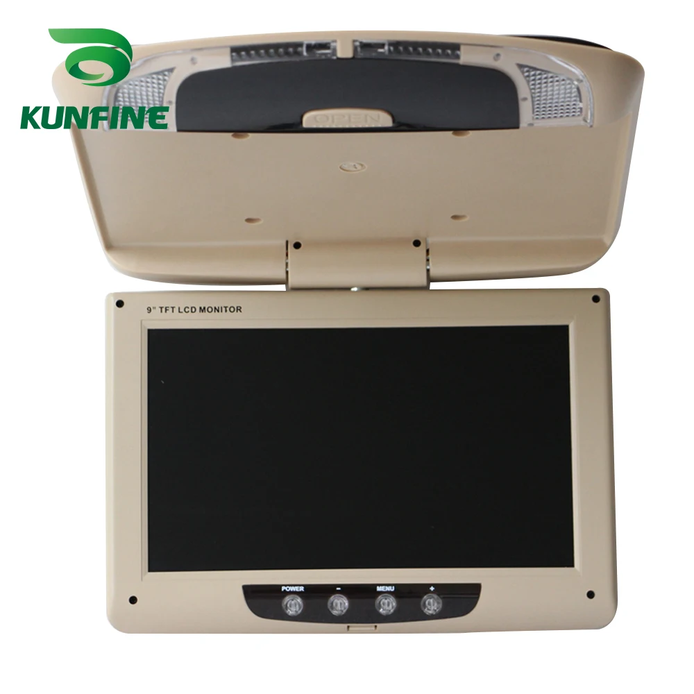 

KUNFINE 9 Inch Car Roof Monitor LCD Flip Down Screen Overhead Multimedia Video Ceiling Roof mount Display