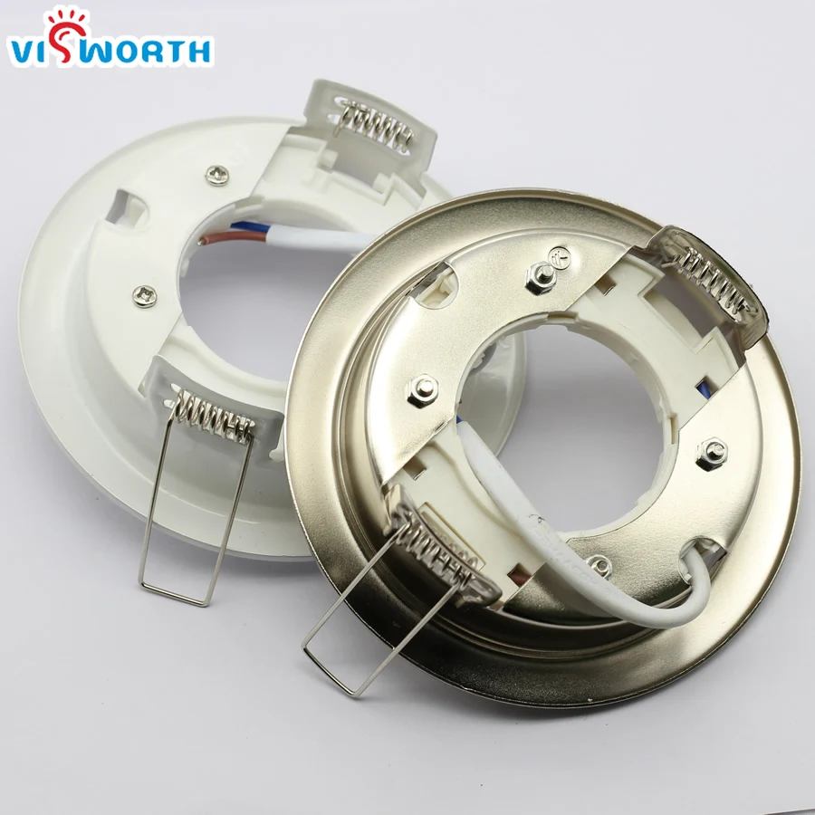 VisWorth GX53 Lamp Holder White and Silvery Stainlness Steel Body GX53 Light Base With 10cm Wire fix for GX53 LED Bulb