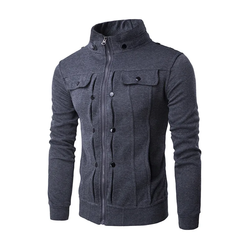 

Casual Mens Jackets Solid Color zipper Jacket Male Casual Stand Collar Cotton Coat Cardigan Slim Fit button Outerwear autumn