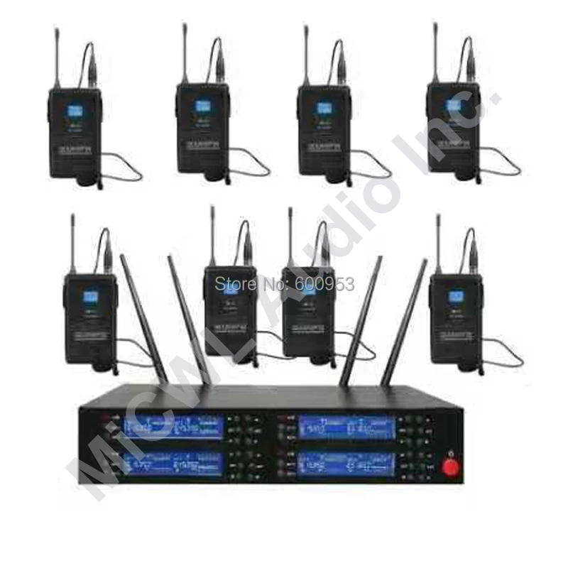 

MiCWL SKM9800 Stage Karaoke Wireless Microphone System KTV Singers Wireless Beltpack 8 Lavalier Mic UHF 600MHz rang adjustable