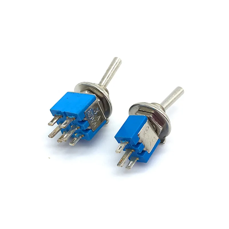 5pcs Mini Locking Toggle Switch SPDT 3 Pin ON ON Rocker Switch 3A 125VAC DPDT 6Pin 2 Position