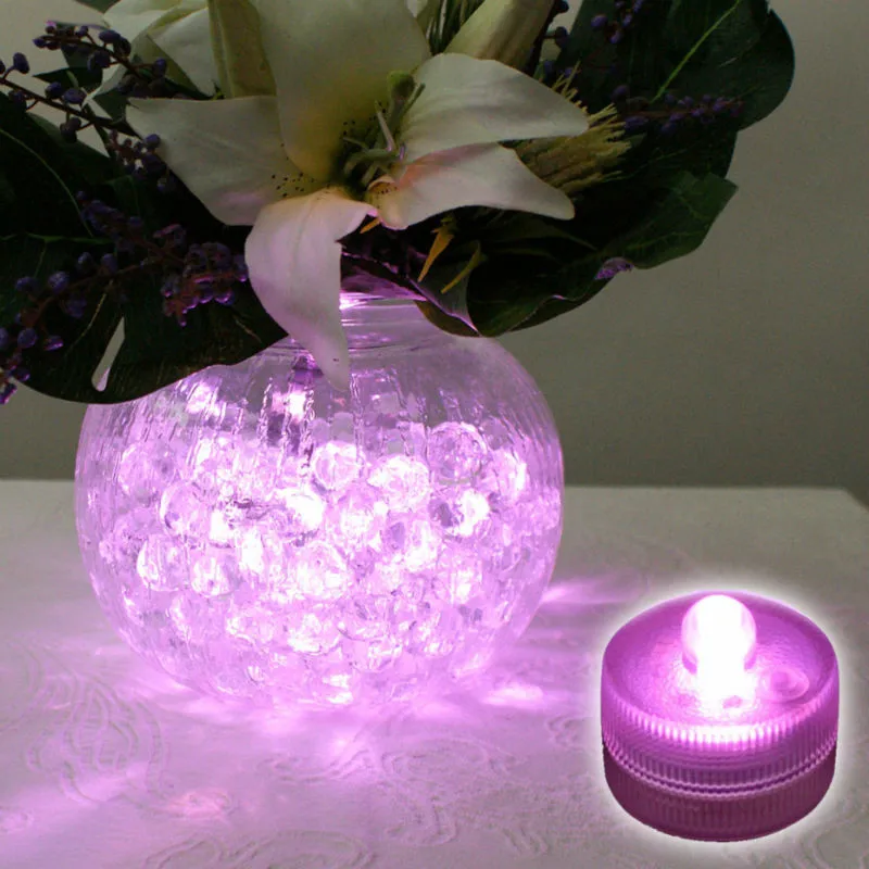 12pcs/Lot Battery Operated Slow Color Changing RGB Submersible LED Tea Light 3CM Round Waterproof LED with 2pcs CR2032 Batteries