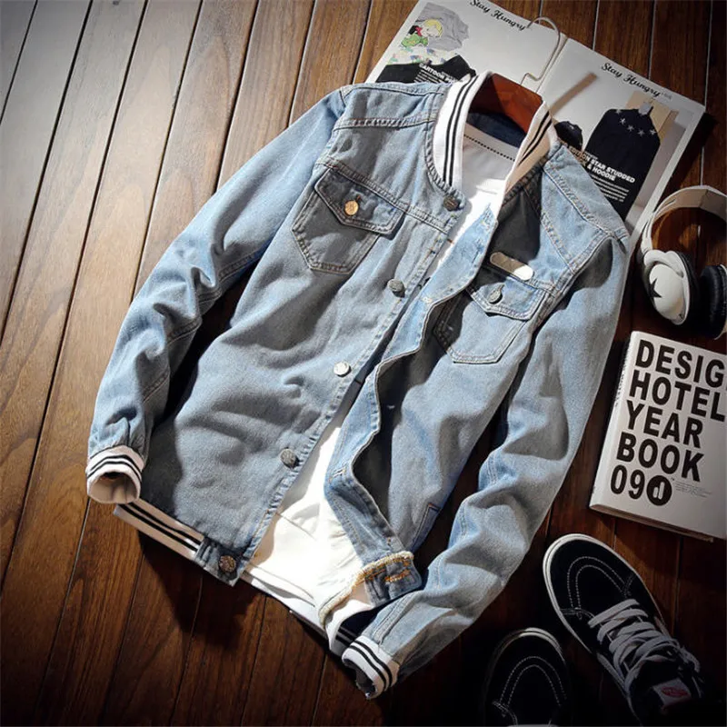 

Spring Denim Jacket Mens Retro Slim Fit Jean Coat Men Fashion Autumn Casual Bomber Jacket Streetwear