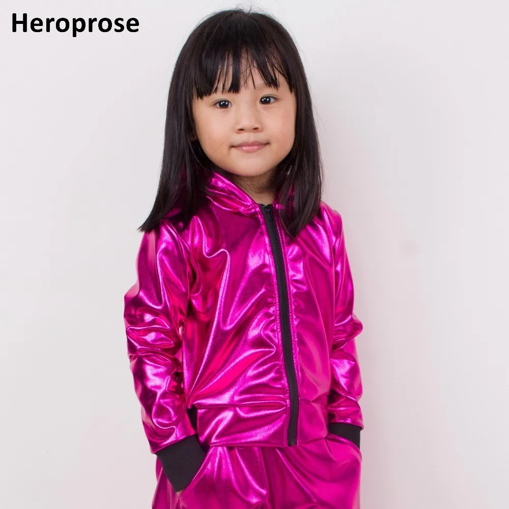 New 2021 Spring Autumn Kids Adult Rose Red Bomber Jacket Stage Performance Top Paillette Feminina Casaco Jazz Hip Hop Dance Coat