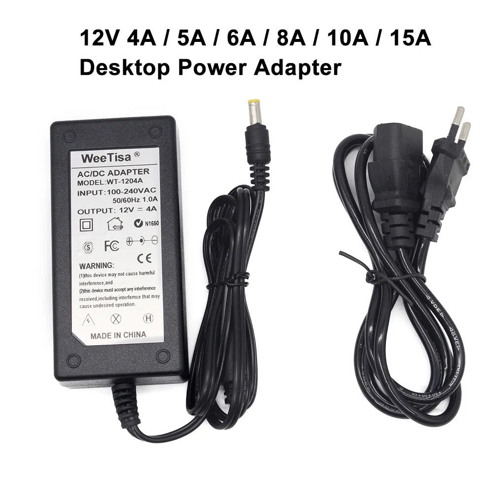 Adaptador de corriente de 12V, 1A, 2A, 3A, 4A, 5A, 6A, 8A, 10A, 15A, fuente de alimentación de 12 voltios, CA 110V, 220V a CC de 12V, transformador de controlador LED para tira de LED