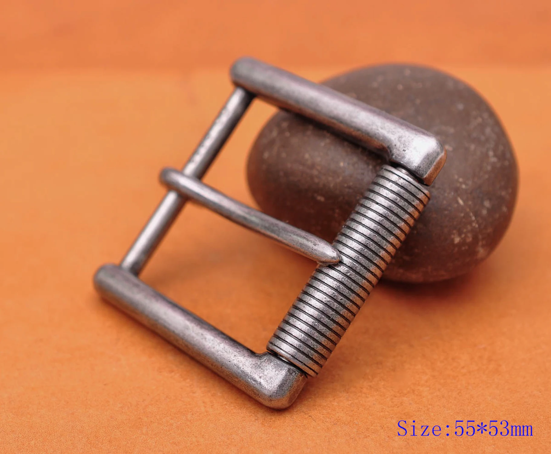 Heavy Strong Solid Antique Silver Prong Pin Roller Buckle For Veg Leather Belt 55*53MM (INNER 40 MM)