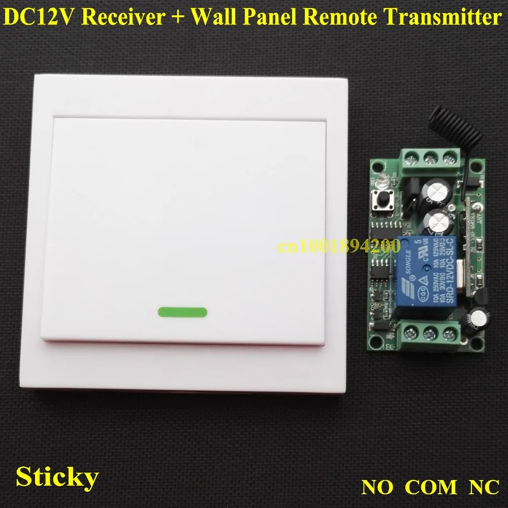 

LED Strips Door Lock Remote Control Switch System Relay Receiver NO COM NC Contact RX + Wall Sticky Panel Remote Transmitter