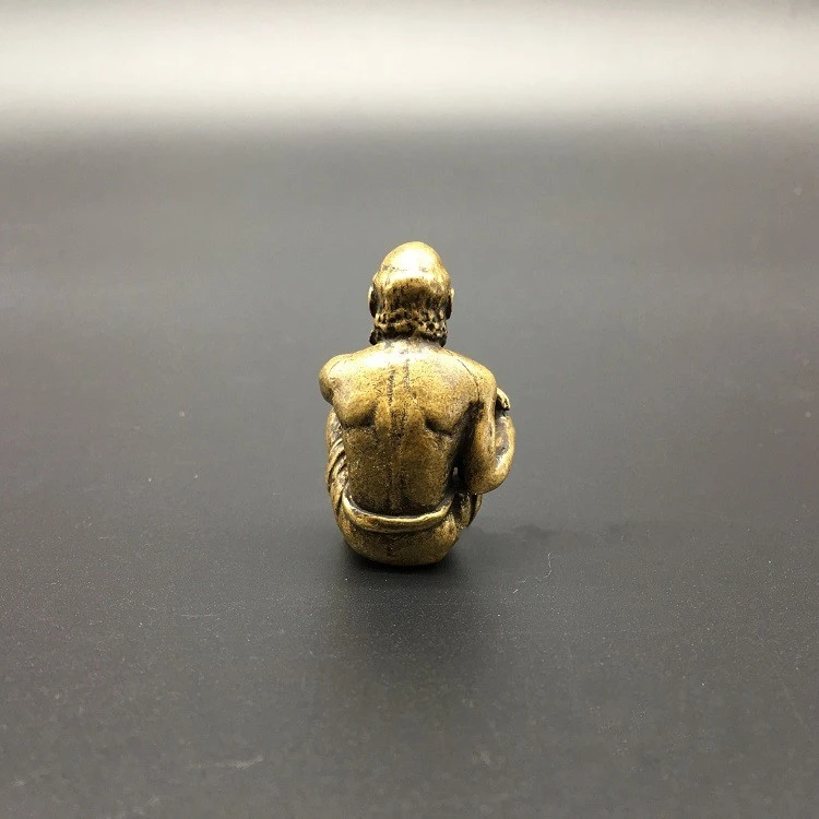 Collectable Chinese Brass Carved Patriarch Damour Bodhidharma Sitting Posture Exquisite Small Statues