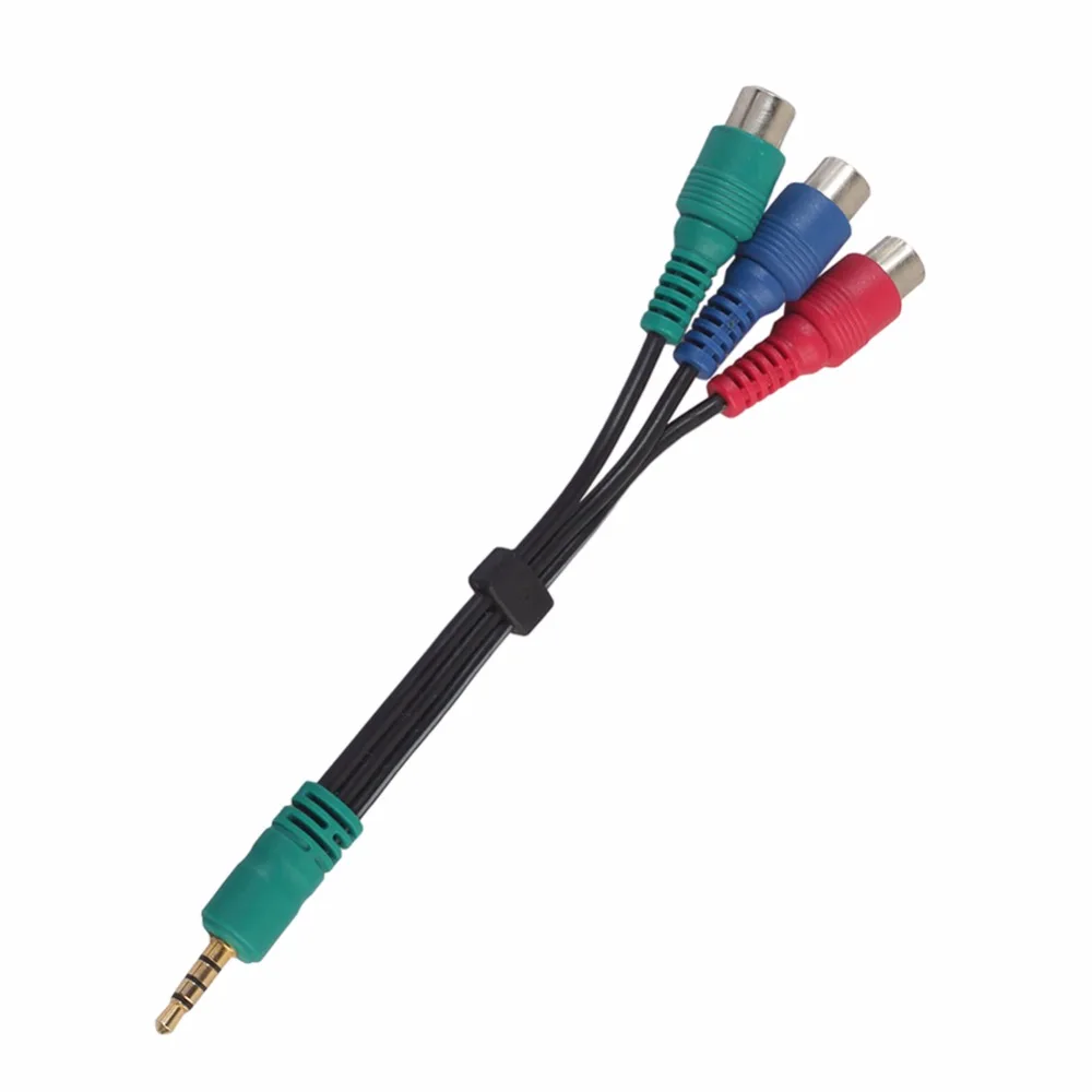 3.5mm Video Cable 4-pole AUX Male to Component YPbPr 3 RCA Female Adapter Green Blue Red 3-RCA External Line For Samsung TV PC