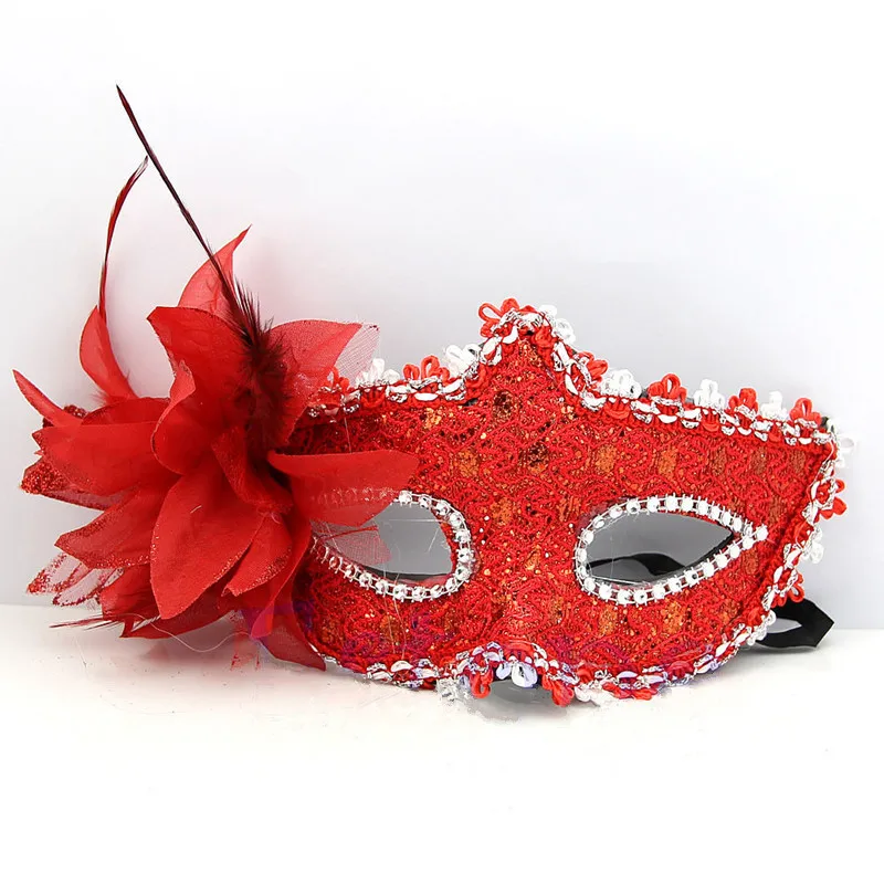 Party Eye Mask Feather Lace Flower Masquerade Ball Carnival Sexy Fancy Dress Multi Color Princess Mask for Halloween Party Mask