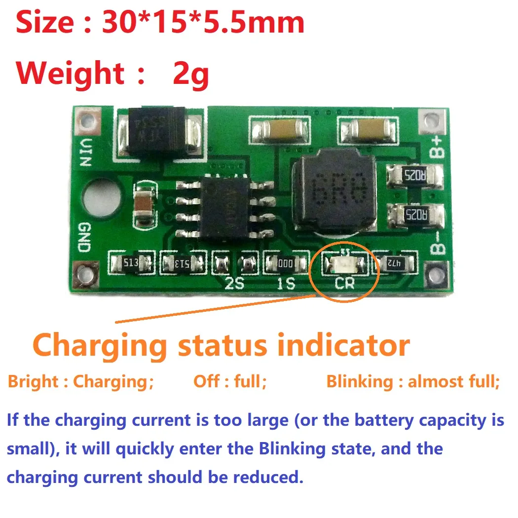 DC 5-23V to 4.2V 8.4V 12.6V 1S 2S 3S Multi-Cell Li-Ion Lithium Battery Charger for Solar charging Portable device