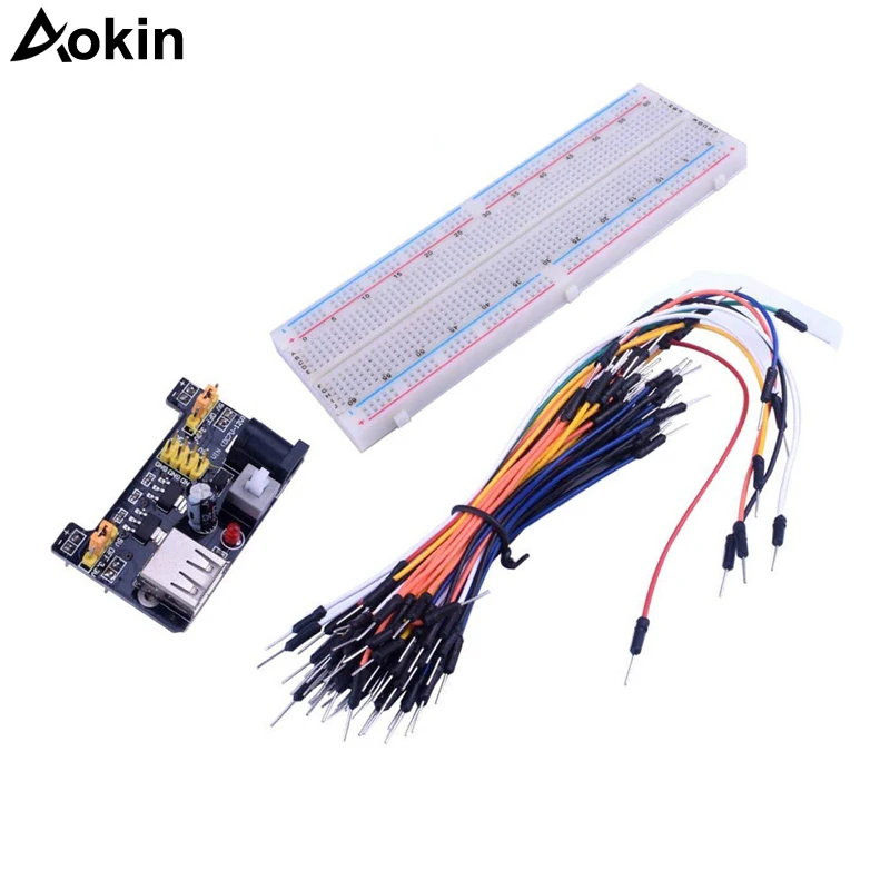 MB102 Solderless 830 pins Breadboard Power Supply Module 65pcs Breadboard Jumper Wire male to male dupont Cable Kit for Arduino