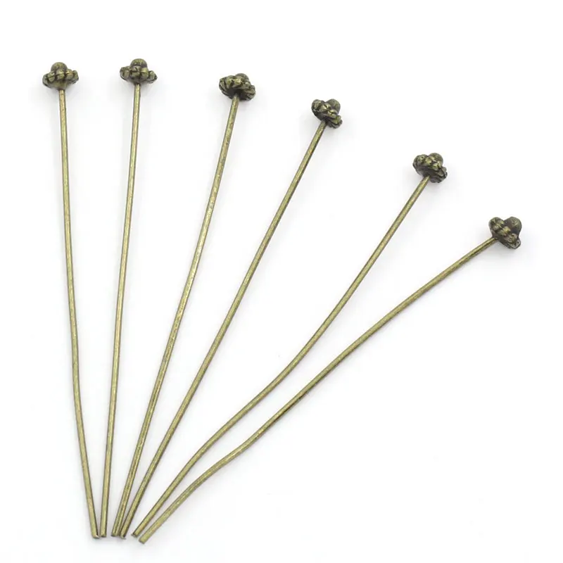 

Lovely Head Pins Findings Antique Bronze 52mm long, 0.7mm(21 gauge),30PCs (B25393)