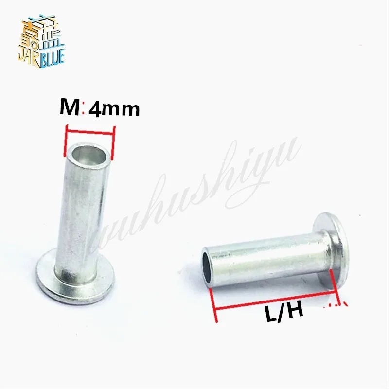 50PCS M4*4/5/6/8/9/10/12/1416/18/20/22/25  Aluminum Flat Round Head Half Hollow Shank Rivet Aluminum Rivet Nut