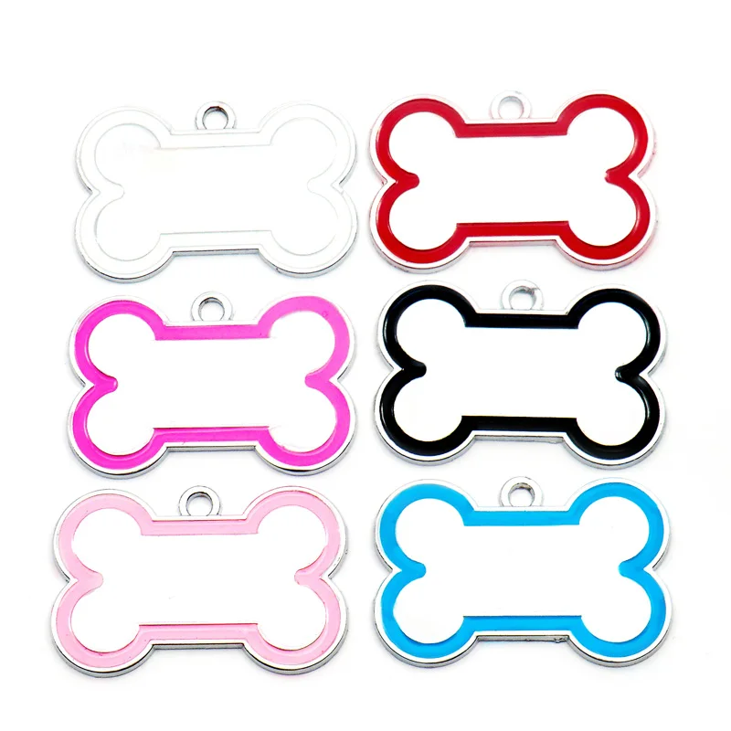 Wholesale 100Pcs Cute Engraved ID Dog Tag Metal Bone DIY Dog Id Tags For Dog Cat Personalized Collars Pet Accessories