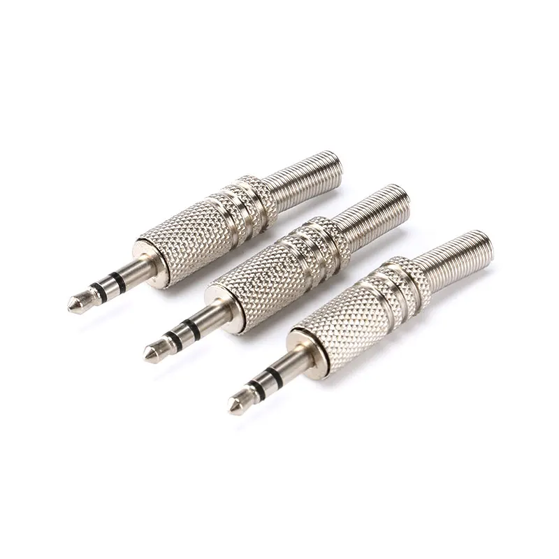 5pcs 3.5 jack 3Poles Plug Connector Stereo Metal 3.5 Plug & Jack Adapter With Spring Solder Wire Terminals