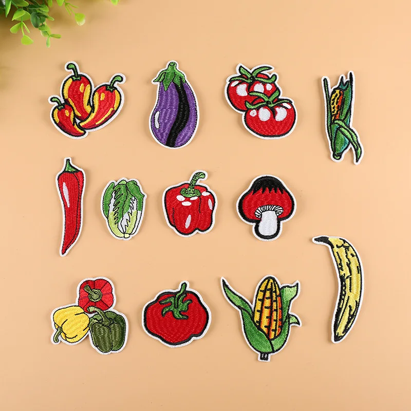 

PGY High-quality Cartoon Vegetable orchard Corn Tomatoes Patches for Clothing Punk Wind Diy Coat Hats eggplant Embroidery Badges