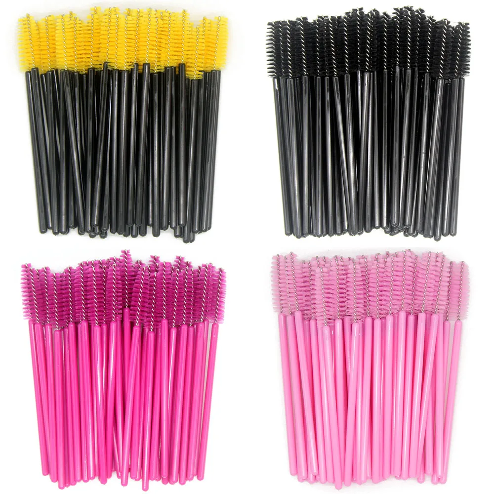 Kimcci 50Pcs 일회용 속눈썹 브러쉬 눈썹 브러쉬 마스카라 완드 애플리케이터 스풀러 눈 속눈썹 화장품 세트 섬모 메이크업 도구