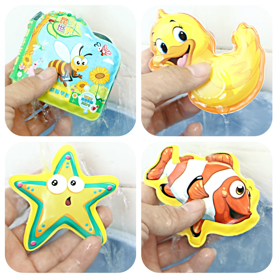 Water Bath Toy Bath Book Swimming Bathroom Toy Baby Toys Early Educational Toy With BB Shistle Learning Animal Digital Bath Book