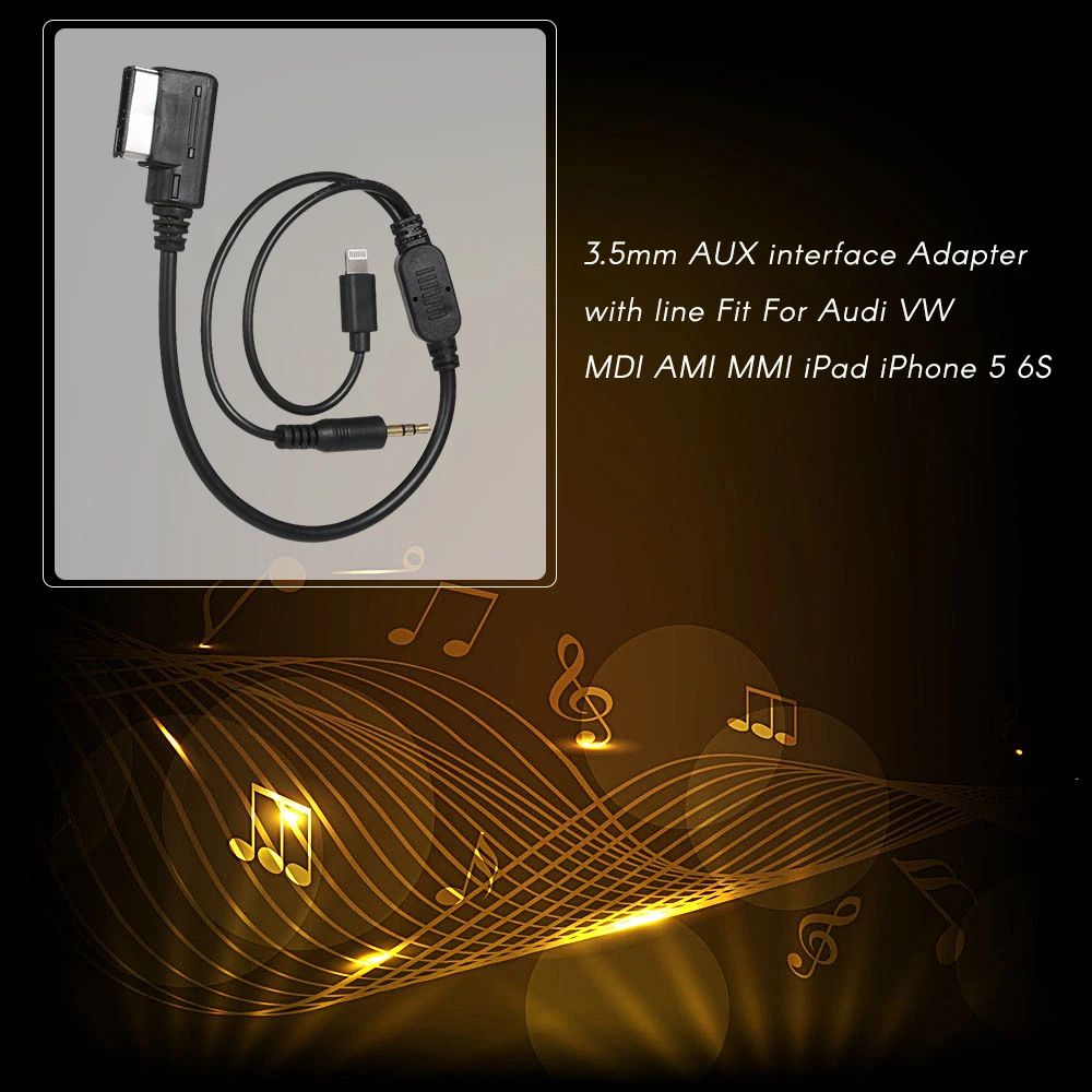 

3.5mm AUX interface Adapter with line Fit For Audi VW MDI AMI MMI iPad iPhone 5 6S