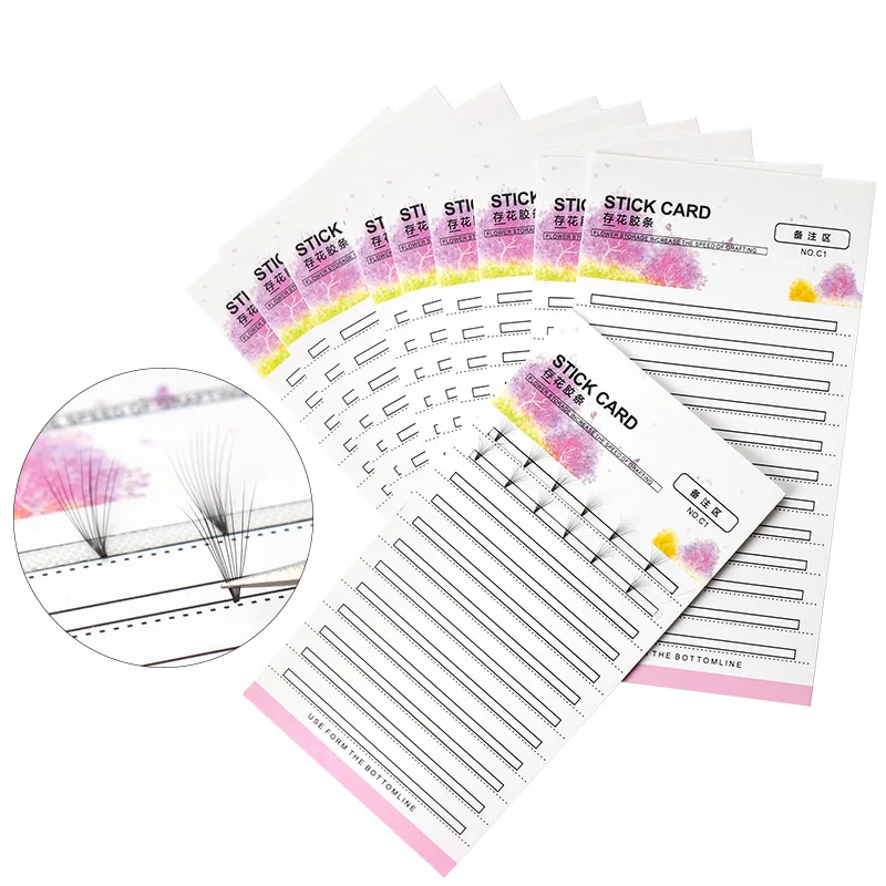 10pc card + 1pc Double sided tape eyelash stple stick card  Eyelash extension tool save eyelash