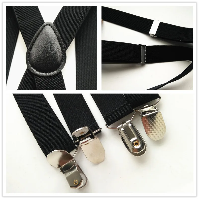 Unisex Adult Suspenders Bowtie Sets 2.5 cm High Elastic Strap PU Leather X-back Suspender Bow Tie Set  Men Women Wedding LB055