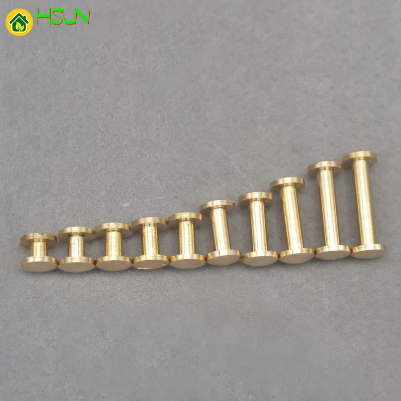 4/5/6/7/8/10/12/15/18/20mm Solid Brass Chicago Screw Nail Stud Rivet Gold Strap Fastener Assembling Bolt suitcase Hardware