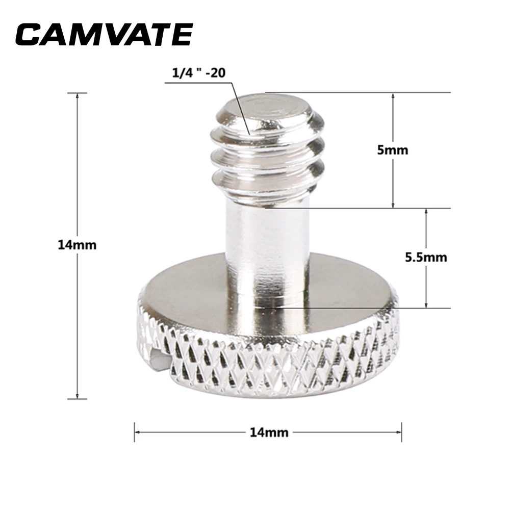CAMVATE 2ชิ้นเปลี่ยนชุดสกรูมาตรฐาน1/4 "-20 Slotted สกรูสำหรับแผ่นกล้อง Rig, Gimbals ใหม่